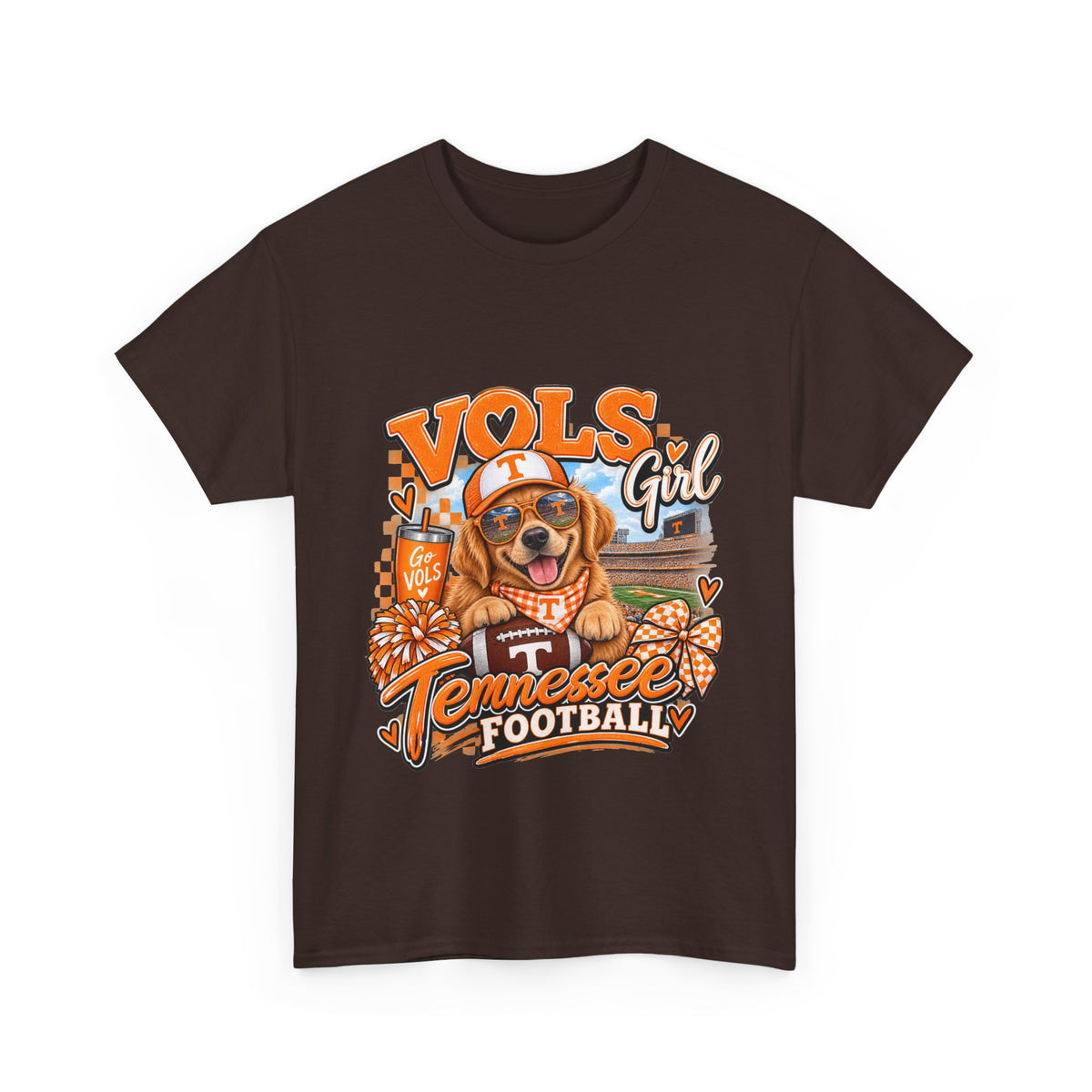 Tennessee Vols Football Tee — "Vols Girl" Dog Mascot Game Day Shirt