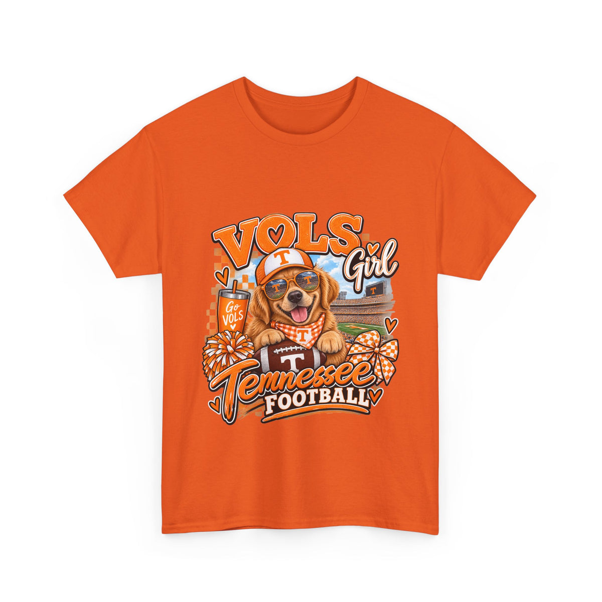 Tennessee Vols Football Tee — "Vols Girl" Dog Mascot Game Day Shirt