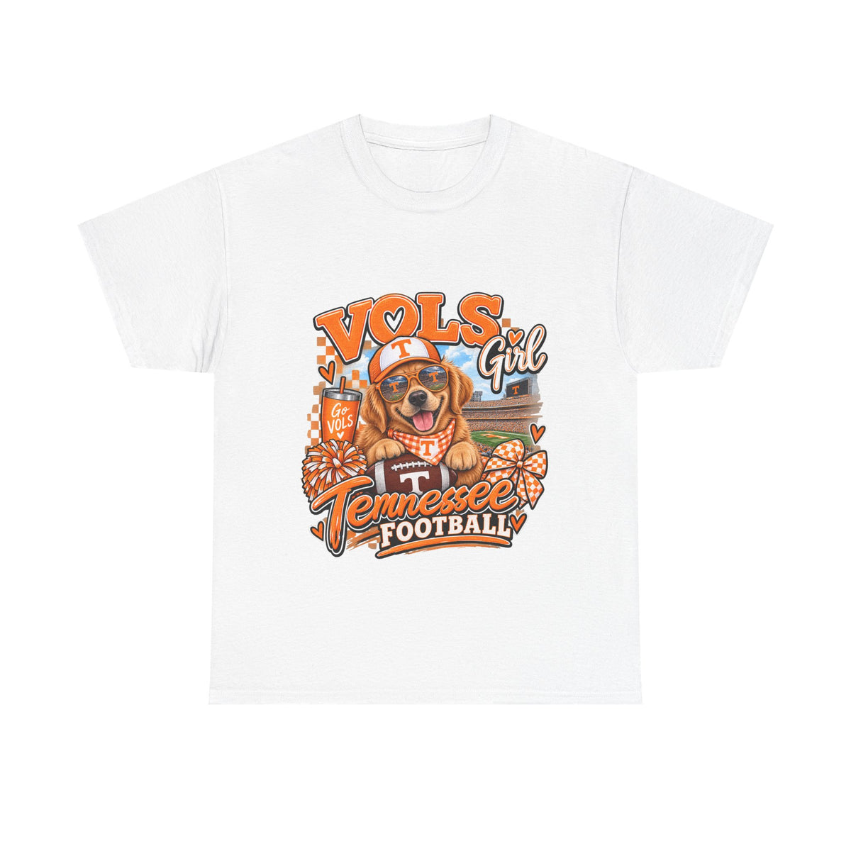 Tennessee Vols Football Tee — "Vols Girl" Dog Mascot Game Day Shirt