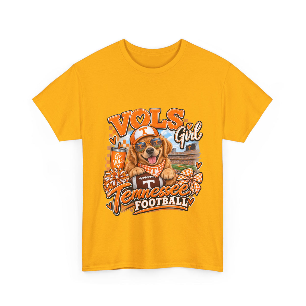 Tennessee Vols Football Tee — "Vols Girl" Dog Mascot Game Day Shirt