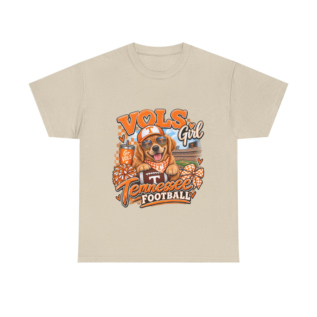 Tennessee Vols Football Tee — "Vols Girl" Dog Mascot Game Day Shirt
