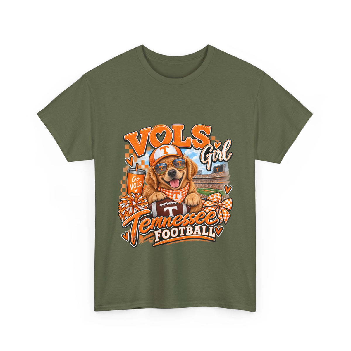 Tennessee Vols Football Tee — "Vols Girl" Dog Mascot Game Day Shirt