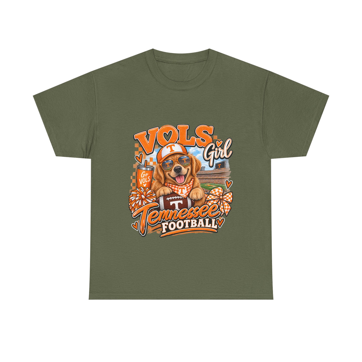 Tennessee Vols Football Tee — "Vols Girl" Dog Mascot Game Day Shirt