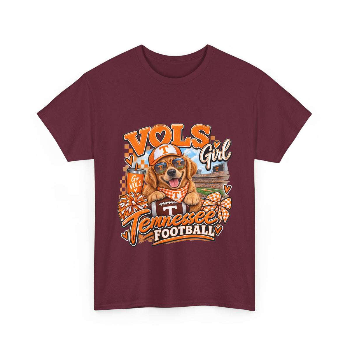 Tennessee Vols Football Tee — "Vols Girl" Dog Mascot Game Day Shirt