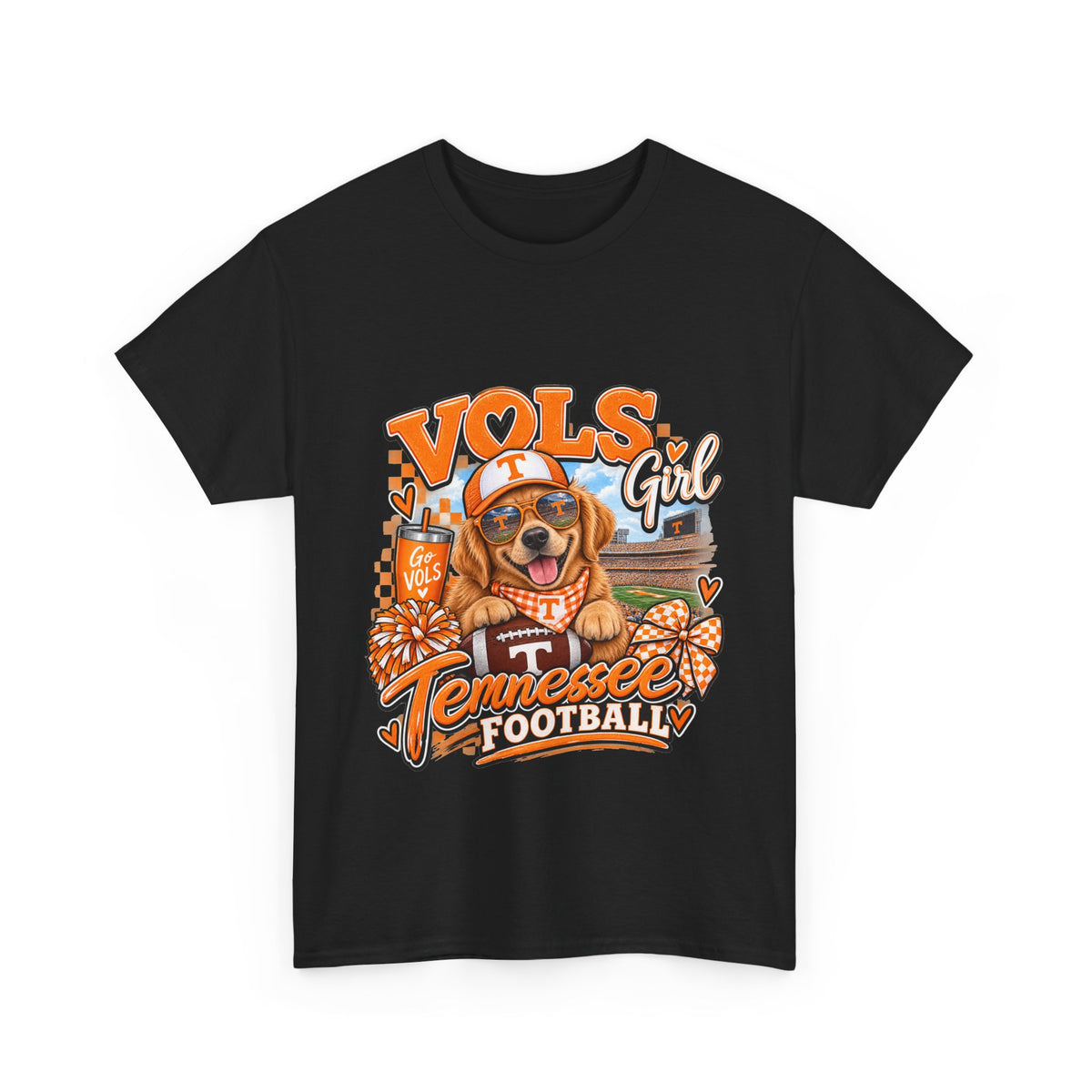 Tennessee Vols Football Tee — "Vols Girl" Dog Mascot Game Day Shirt