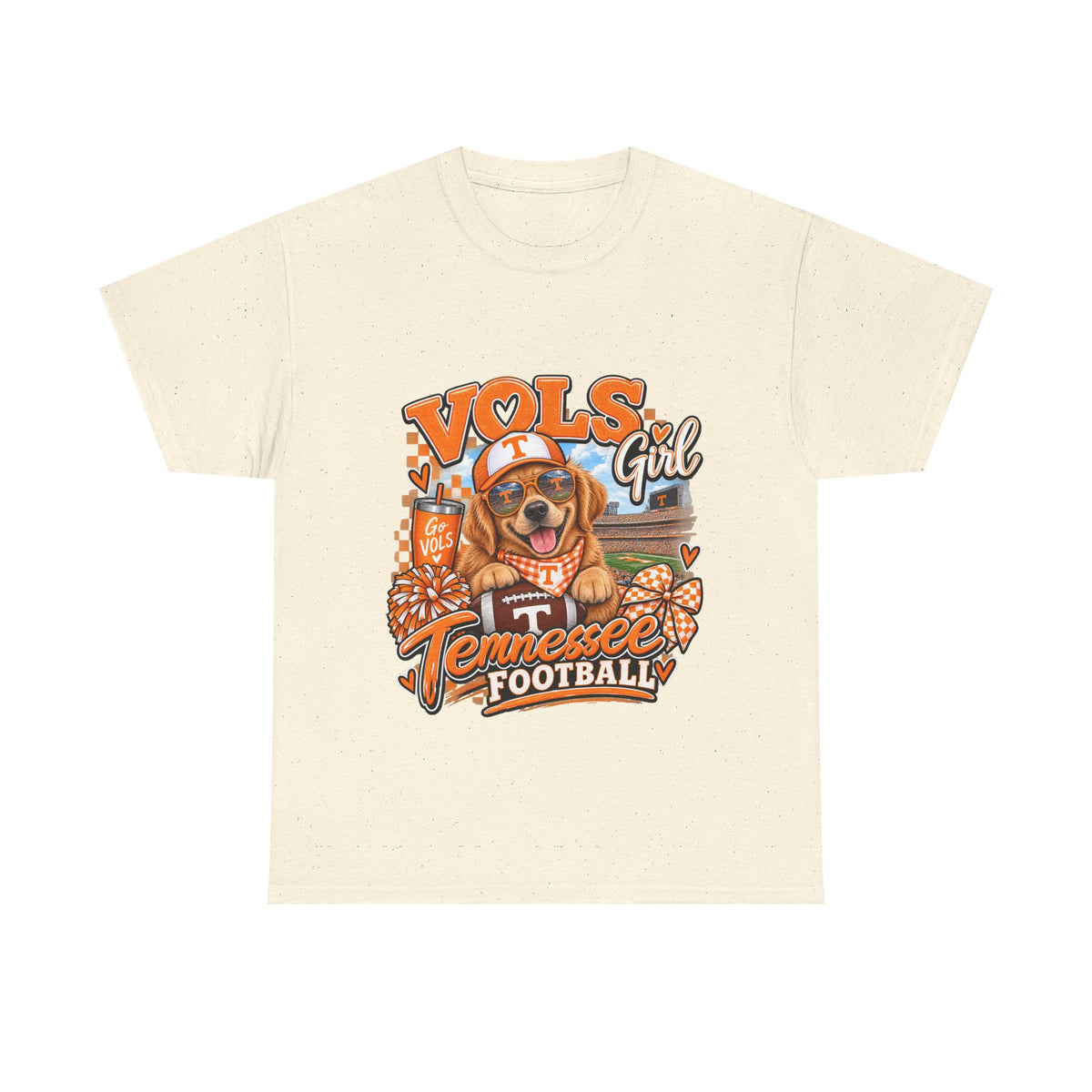 Tennessee Vols Football Tee — "Vols Girl" Dog Mascot Game Day Shirt