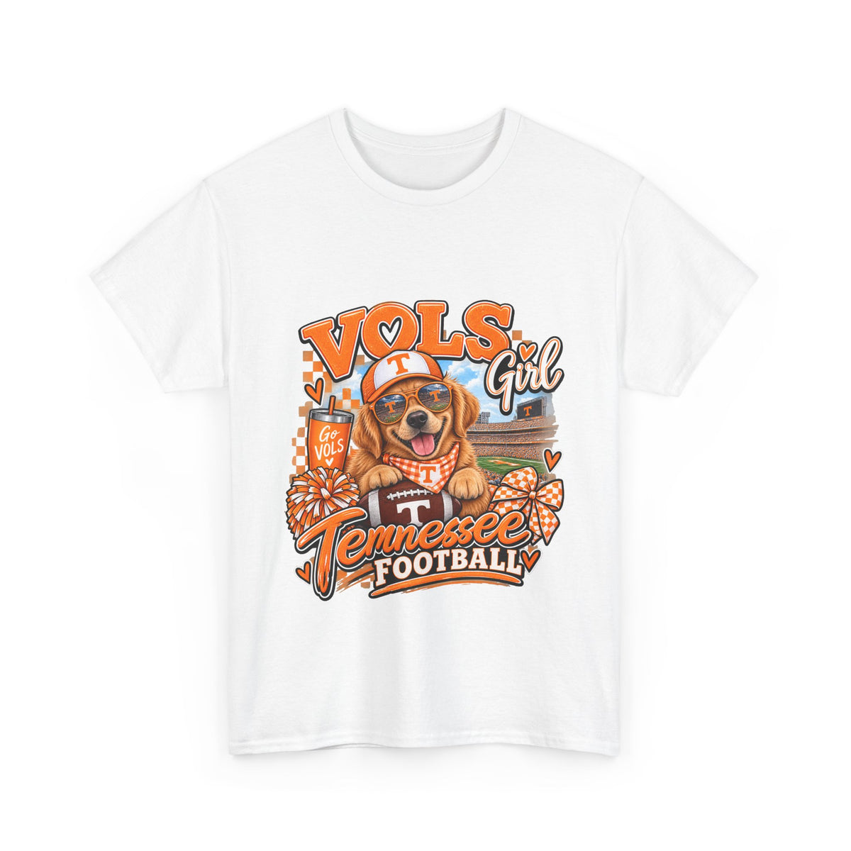 Tennessee Vols Football Tee — "Vols Girl" Dog Mascot Game Day Shirt